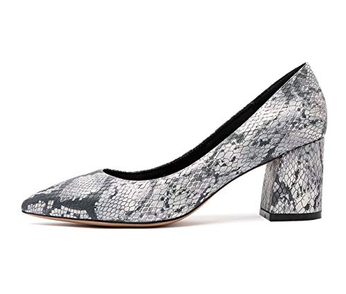 Castamere Damen High Heels Lederfutter Spitzen Zehen Blockabsatz Pumps 6CM Grau Schlange Muster Schuhe EU 37 von Castamere