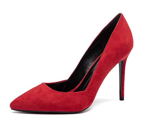 Castamere Damen High Heels Lederfutter Spitzen Zehen Stilettos Slip-on Pumps 10CM Rot Wildleder Schuhe EU 39.5 Castamere Damen High Heels Lederfutter Spitzen Zehen Stilettos Slip-on Pumps 10CM Rot Wildleder Schuhe EU 39.5 von Castamere