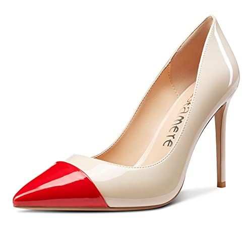 Castamere Damen High Heels Pumps Mode Stilettos 10CM Beige Rot Lackleder Schuhe EU 39.5 von Castamere