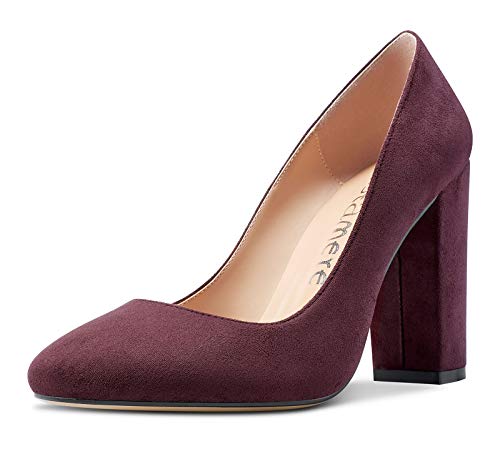 Castamere Damen High Heels Runde Zehen Blockabsatz Slip-On Pumps 10CM Heel Violett Wildleder Schuhe EU 37.5 von Castamere