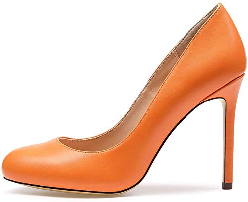 Castamere Damen High Heels Runde Zehen Elegant Partie Pumps Stilettos 10CM PU Orange Schuhe EU 41 von Castamere