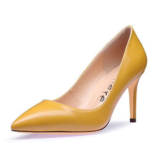 Castamere Damen High Heels Spitzen Pumps 8.5CM Stiletto Heels Gelb Pu Schuhe EU 40 von Castamere