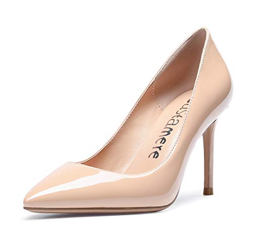 Castamere Damen High Heels Spitzen Pumps 8.5CM Stiletto Heels Lackleder Nackt Schuhe EU 40 von Castamere