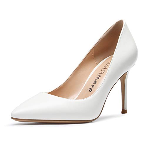 Castamere Damen High Heels Spitzen Pumps 8.5CM Stiletto Heels PU Weiß Schuhe EU 37 von Castamere