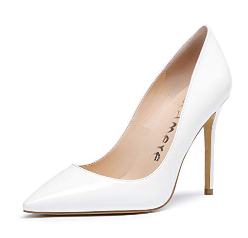 Castamere Damen High Heels Spitzen Stiletto Pumps 10CM Lackleder Weiß Schuhe EU 38 von Castamere
