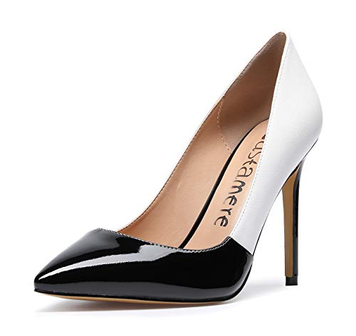 Castamere Damen High Heels Spitzen Stiletto Pumps 10CM Mehrfarbig Schwarz Weiß Schuhe EU38.5 von Castamere