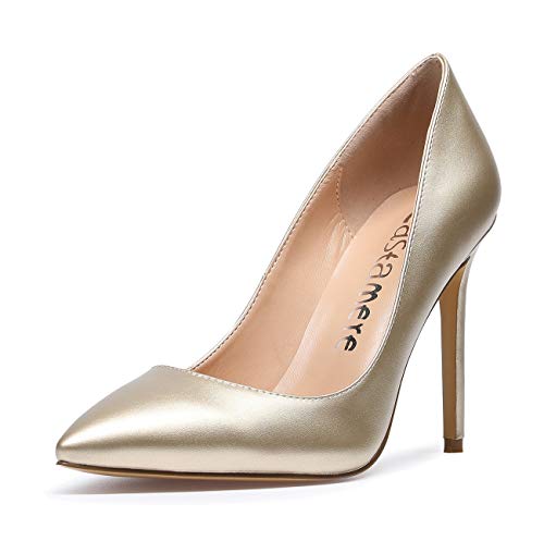 Castamere Damen High Heels Spitzen Stiletto Pumps 10CM PU Gold Schuhe EU 37.5 von Castamere