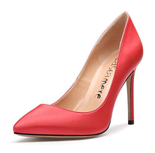 Castamere Damen High Heels Spitzen Stiletto Pumps 10CM Satin Rot Schuhe EU 43 von Castamere