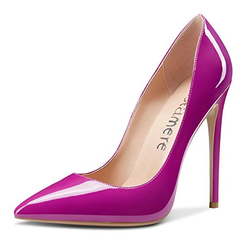 Castamere Damen High Heels Spitzen Zehen Mode Stilettos Slip-On Pumps 12CM Heel Shoes Violett Lackleder Schuhe EU 38.5 von Castamere