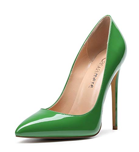 Castamere Damen High Heels Spitzen Zehen Stilettos Slip on Pumps 12CM Grün Lackleder Schuhe EU 41 von Castamere