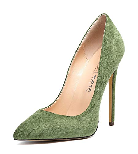 Castamere Damen High Heels Spitzen Zehen Stilettos Slip on Pumps 12CM Grün Wildleder Schuhe EU 40 von Castamere