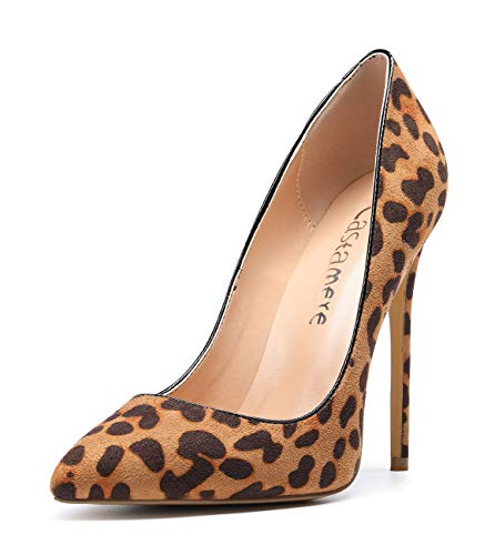 Castamere Damen High Heels Spitzen Zehen Stilettos Slip on Pumps 12CM Leopard Wildleder Schuhe EU 37 von Castamere