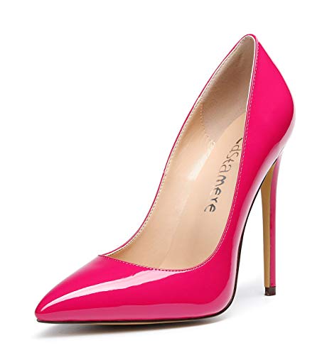 Castamere Damen High Heels Spitzen Zehen Stilettos Slip on Pumps 12CM Pink Lackleder Schuhe EU 41 von Castamere