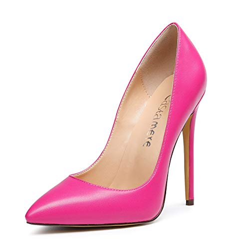 Castamere Damen High Heels Spitzen Zehen Stilettos Slip on Pumps 12CM Pink PU Schuhe EU 45 von Castamere