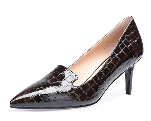 Castamere Damen High Heels Spitzen Zehen Stilettos Slip-on Pumps 6CM Mittel Heel Braun Riss Schuhe EU 36.5 von Castamere