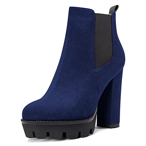 Castamere Damen Hoher High Absatz Heel Chunky Blockabsatz Plateau Plattform Runde Zehenkappe Stiefeletten Slip-on Klassisch Stiefel Blau C 38 EU Castamere Damen Hoher High Absatz Heel Chunky Blockabsatz Plateau Plattform Runde Zehenkappe Stiefeletten Slip-on Klassisch Stiefel Blau C 38 EU von Castamere