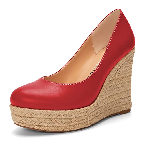 Castamere Damen Hoher High Absatz Heel Keilabsatz Plateau Plattform Runde Zehenkappe Pumps Slip-on Klassisch Cute Büroschuhe Schuhe Rot 39 EU Castamere Damen Hoher High Absatz Heel Keilabsatz Plateau Plattform Runde Zehenkappe Pumps Slip-on Klassisch Cute Büroschuhe Schuhe Rot 39 EU von Castamere