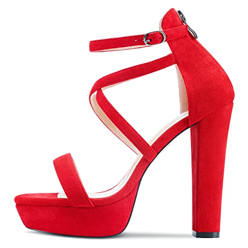 Castamere Damen Hoher High Absatz Heel Plateau Plattform Peep Open Zehenkappe Kreuzriemen Sandalen Knöchelriemen 13 CM Heels Rot Wildleder 39 EU Castamere Damen Hoher High Absatz Heel Plateau Plattform Peep Open Zehenkappe Kreuzriemen Sandalen Knöchelriemen 13 CM Heels Rot Wildleder 39 EU von Castamere