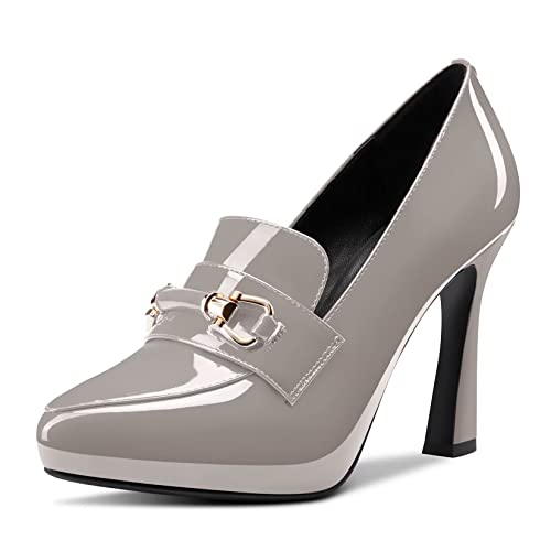 Castamere Damen Hoher High Absatz Heel Plateau Plattform Spitze Zehenkappe Pumps Klassisch Slip-on Party Büroschuhe Hochzeit 10 cm Heels Grau 44 EU von Castamere