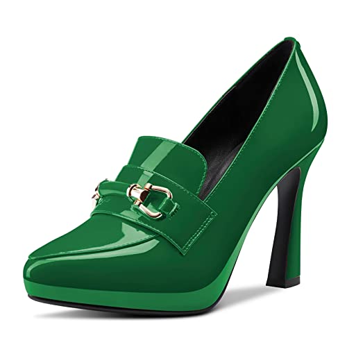 Castamere Damen Hoher High Absatz Heel Plateau Plattform Spitze Zehenkappe Pumps Klassisch Slip-on Party Büroschuhe Hochzeit 10 cm Heels Grün A 37 EU von Castamere