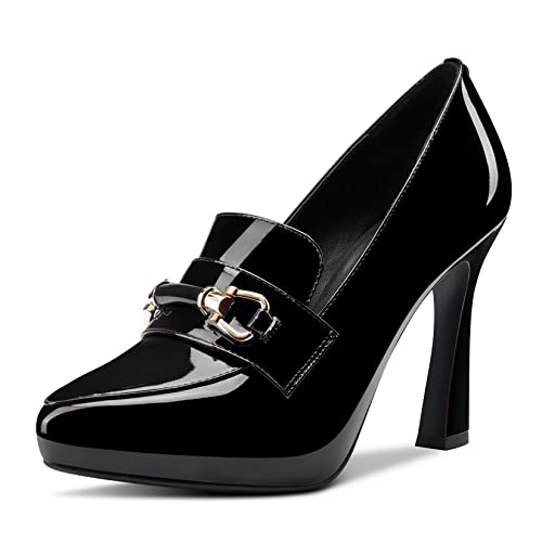 Castamere Damen Hoher High Absatz Heel Plateau Plattform Spitze Zehenkappe Pumps Klassisch Slip-on Party Büroschuhe Hochzeit 10 cm Heels Schwarz 35 EU von Castamere