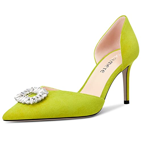 Castamere Damen Hoher High Absatz Heel Spitze Zehenkappe Pumps Two-Piece Slip-on Diamant Kristall Abschlussball Dress 8 cm Heels Limonengrün 41 EU Castamere Damen Hoher High Absatz Heel Spitze Zehenkappe Pumps Two-Piece Slip-on Diamant Kristall Abschlussball Dress 8 cm Heels Limonengrün 41 EU von Castamere