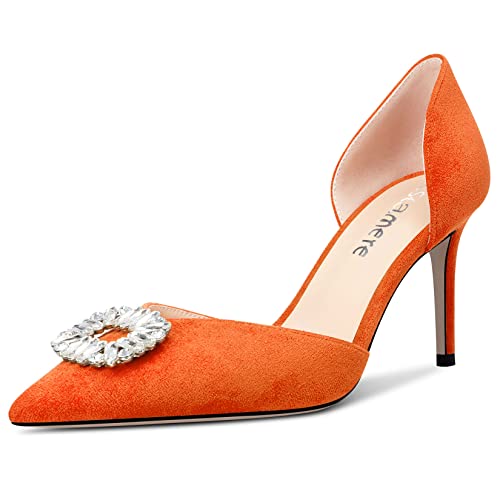 Castamere Damen Hoher High Absatz Heel Spitze Zehenkappe Pumps Two-Piece Slip-on Diamant Kristall Abschlussball Dress 8 cm Heels Orange 38 EU Castamere Damen Hoher High Absatz Heel Spitze Zehenkappe Pumps Two-Piece Slip-on Diamant Kristall Abschlussball Dress 8 cm Heels Orange 38 EU von Castamere