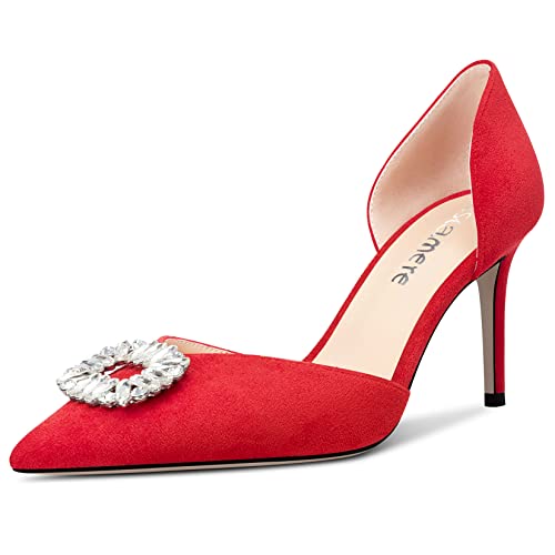 Castamere Damen Hoher High Absatz Heel Spitze Zehenkappe Pumps Two-Piece Slip-on Diamant Kristall Abschlussball Dress 8 cm Heels Rot 37 EU Castamere Damen Hoher High Absatz Heel Spitze Zehenkappe Pumps Two-Piece Slip-on Diamant Kristall Abschlussball Dress 8 cm Heels Rot 37 EU von Castamere