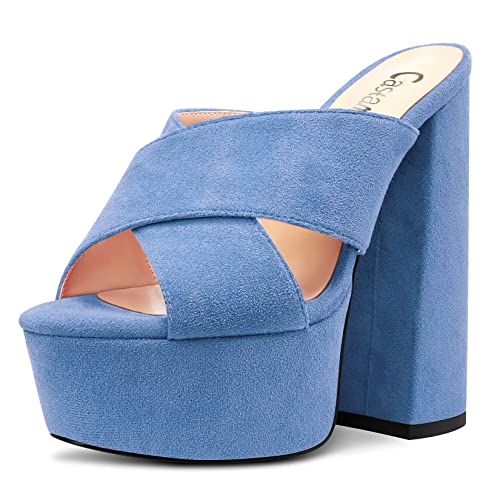 Castamere Damen Hoher High Chunky Blockabsatz Plateau Plattform Absatz Heel Peep Open Zehenkappe Slip-on Sandalen Lässig Dress 15 CM Heels Denim Blau 39 EU Castamere Damen Hoher High Chunky Blockabsatz Plateau Plattform Absatz Heel Peep Open Zehenkappe Slip-on Sandalen Lässig Dress 15 CM Heels Denim Blau 39 EU von Castamere
