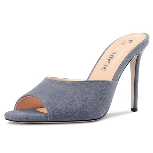 Castamere Damen Hoher High Stiletto Absatz Heel Peep Open Zehenkappe Slip-on Sandalen Dress Büroschuhe Lässig Pantoletten Schuhe 10 CM Heels Grau 39 EU von Castamere