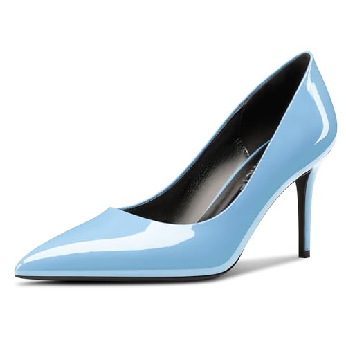 Castamere Damen Hoher High Stiletto Absatz Heel Spitze Zehenkappe Slip-on Pumps Cute Klassisch Dress Schuhe Hellblau 38 EU von Castamere