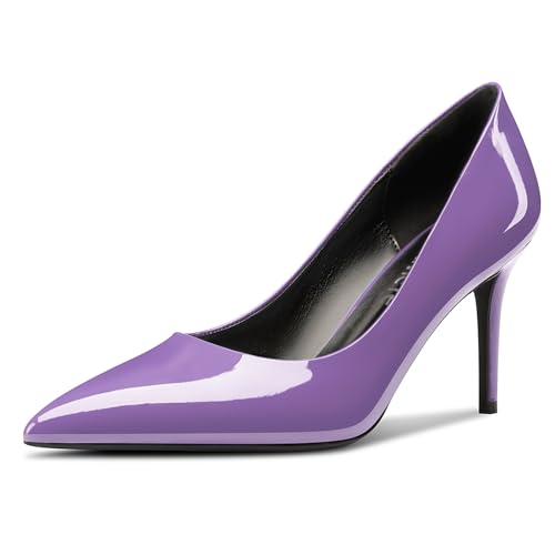 Castamere Damen Hoher High Stiletto Absatz Heel Spitze Zehenkappe Slip-on Pumps Cute Klassisch Dress Schuhe Violett 40 EU von Castamere