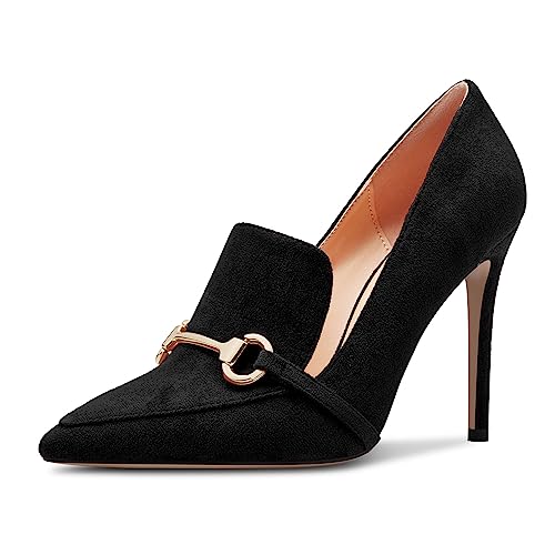 Castamere Damen Hoher High Stiletto Absatz Heel Spitze Zehenkappe Slip-on Pumps Hochzeit Büroschuhe 10 cm Heels Schwarz 40 EU von Castamere