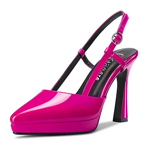 Castamere Damen Hoher High Stiletto Plateau Plattform Absatz Heel Spitze Zehenkappe Slingback Slip-on Pumps Hochzeit Dress 10 cm Heels Magenta Rot A 41 EU Castamere Damen Hoher High Stiletto Plateau Plattform Absatz Heel Spitze Zehenkappe Slingback Slip-on Pumps Hochzeit Dress 10 cm Heels Magenta Rot A 41 EU von Castamere