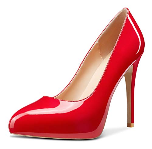 Castamere Damen Innere Plattform High Heels Pumps Stilettos 12CM Heel Rot Lackleder Schuhe EU 42 von Castamere