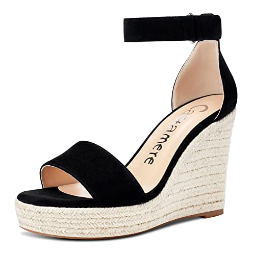 Castamere Damen Keilabsatz High Heels Plattform Pumps mit Ankle-Strap Sandalen Schwarz Wildleder Schuhe EU 45 Castamere Damen Keilabsatz High Heels Plattform Pumps mit Ankle-Strap Sandalen Schwarz Wildleder Schuhe EU 45 von Castamere
