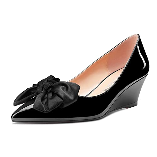 Castamere Damen Keilabsatz Mittlerem Absatz Heel Geschlossene Spitze Zehenkappe Slip-on Pumps 5 cm Heels Büroschuhe Dress Schuhe Schwarz 35 EU von Castamere