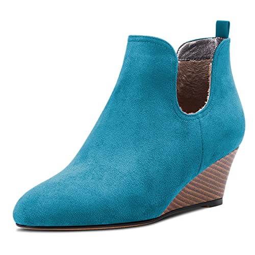 Castamere Damen Keilabsatz Niedrige Absatz Heel Geschlossene Runde Zehenkappe Stiefeletten Two-Piece Slip-on 5 CM Heels Klassisch Schuhe Blau Wildleder B 45 EU Castamere Damen Keilabsatz Niedrige Absatz Heel Geschlossene Runde Zehenkappe Stiefeletten Two-Piece Slip-on 5 CM Heels Klassisch Schuhe Blau Wildleder B 45 EU von Castamere
