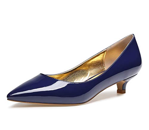 Castamere Damen Kitten Heels Spitzen Zehen Slip on Niedrig Pumps 3CM Blau Lackleder Schuhe EU 41.5 Castamere Damen Kitten Heels Spitzen Zehen Slip on Niedrig Pumps 3CM Blau Lackleder Schuhe EU 41.5 von Castamere