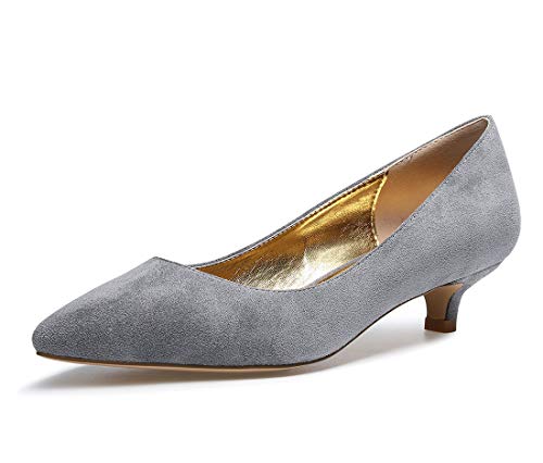 Castamere Damen Kitten Heels Spitzen Zehen Slip on Niedrig Pumps 3CM Grau Wildleder Schuhe EU 39 von Castamere