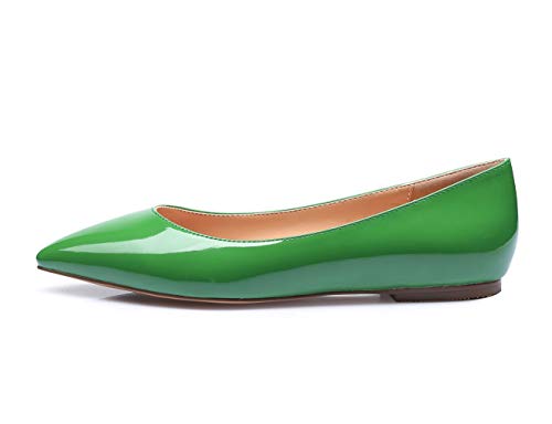 Castamere Damen Low Heels Freizeit Ballerinas Spitzen Niedrig Flache Schuhe Grün Lackleder Schuhe EU 37.5 von Castamere