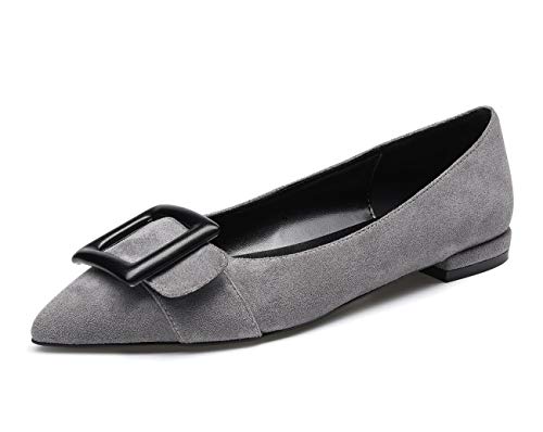 Castamere Damen Low Heels Geschlossen Ballerinas Spitzen Blockabsatz Flache Schuhe Wildleder Grau Pumps EU 36 von Castamere