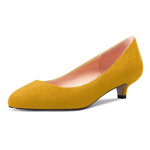 Castamere Damen Mädchen Stiletto Niedrige Kitten Absatz Heel Runde Zehenkappe Slip-on Pumps Klassisch Cute Büroschuhe 3.5 cm Heels Gelb 37 EU Castamere Damen Mädchen Stiletto Niedrige Kitten Absatz Heel Runde Zehenkappe Slip-on Pumps Klassisch Cute Büroschuhe 3.5 cm Heels Gelb 37 EU von Castamere