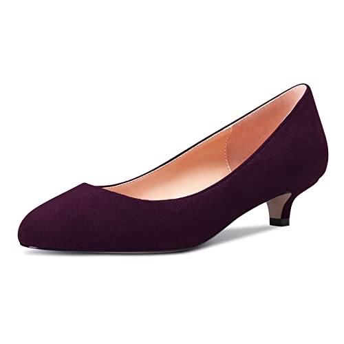 Castamere Damen Mädchen Stiletto Niedrige Kitten Absatz Heel Runde Zehenkappe Slip-on Pumps Klassisch Cute Büroschuhe 3.5 cm Heels Rot A 40 EU von Castamere