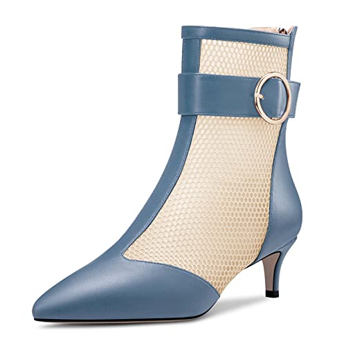 Castamere Damen Mittlerem Absatz Heel Spitze Zehenkappe Stiefeletten Reißverschluss Abschlussball Dress 5 CM Heels Kobaltblau 42 EU von Castamere