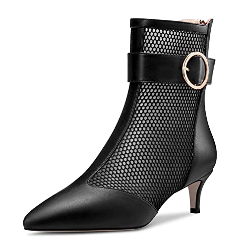 Castamere Damen Mittlerem Absatz Heel Spitze Zehenkappe Stiefeletten Reißverschluss Abschlussball Dress 5 CM Heels Schwarz 43 EU von Castamere