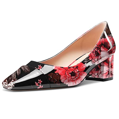 Castamere Damen Mittlerem Chunky Blockabsatz Absatz Heel Eckige Zehenkappe Slip-on Pumps Büroschuhe Lässig 5 cm Heels Mehrfarbig A 39 EU von Castamere