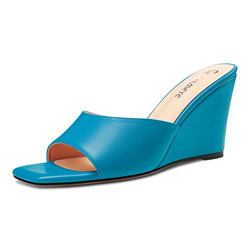 Castamere Damen Mittlerem Keilabsatz Absatz Heel Open Zehenkappe Slip-on Pantoletten Schuhe Sandalen Lässig Party 8 CM Heels Pfauenblau 36 EU Castamere Damen Mittlerem Keilabsatz Absatz Heel Open Zehenkappe Slip-on Pantoletten Schuhe Sandalen Lässig Party 8 CM Heels Pfauenblau 36 EU von Castamere