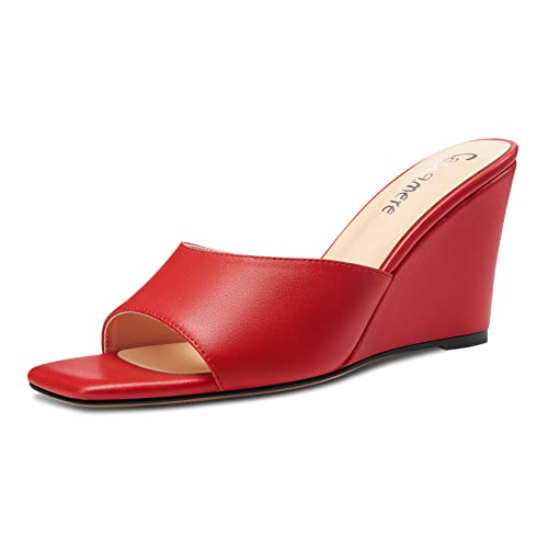 Castamere Damen Mittlerem Keilabsatz Absatz Heel Open Zehenkappe Slip-on Pantoletten Schuhe Sandalen Lässig Party 8 CM Heels Rot 40 EU Castamere Damen Mittlerem Keilabsatz Absatz Heel Open Zehenkappe Slip-on Pantoletten Schuhe Sandalen Lässig Party 8 CM Heels Rot 40 EU von Castamere