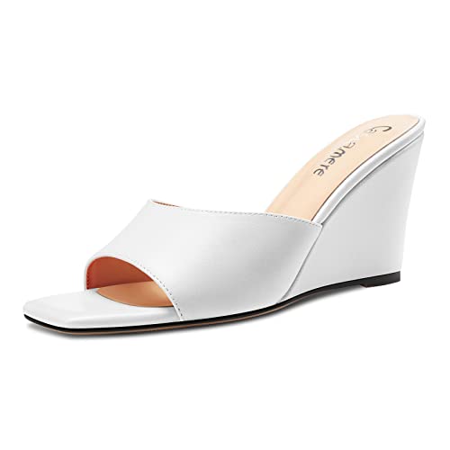 Castamere Damen Mittlerem Keilabsatz Absatz Heel Open Zehenkappe Slip-on Pantoletten Schuhe Sandalen Lässig Party 8 CM Heels Weiß 38 EU Castamere Damen Mittlerem Keilabsatz Absatz Heel Open Zehenkappe Slip-on Pantoletten Schuhe Sandalen Lässig Party 8 CM Heels Weiß 38 EU von Castamere